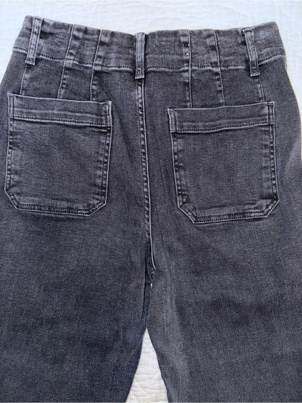 Pilcro Anthropologie Wide Leg Crop Jeans Dark Blue Wash Size 28 Patch Pocket - Picture 7 of 11